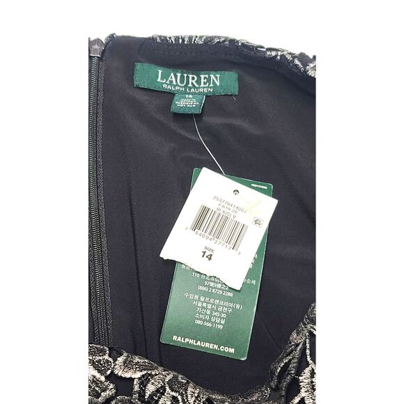 Lauren Ralph Lauren dress women's size 14 black floral lace Sleeveless sheath - Picture 6 of 9